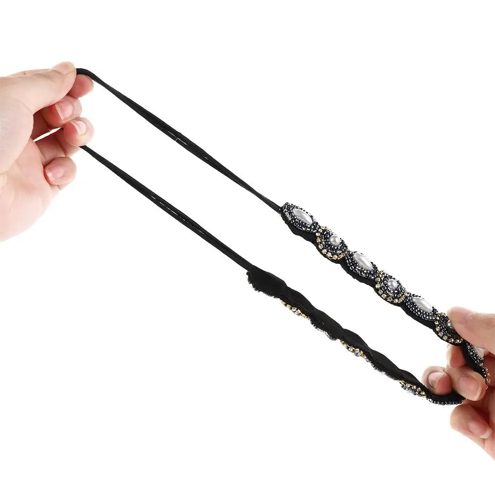 Headband Ethnic Style Headwear Bohemian Accessories Rhinestone Beaded Hairband Elastic Hair Korean Style Headband