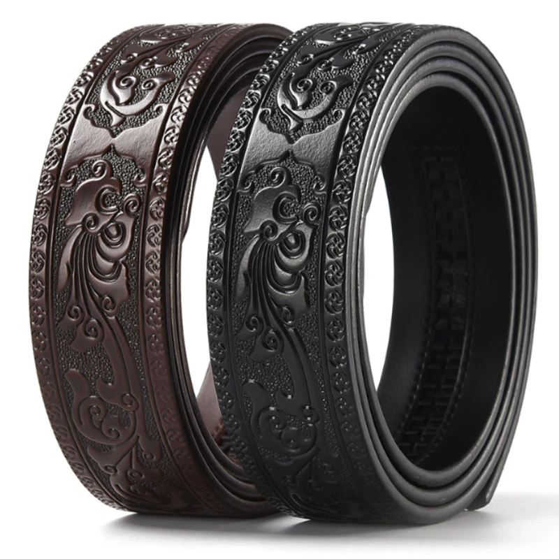 Luxury 3.5cm Genuine Leather Automatic Buckle Belt Men's High Quality Cowhide Belt High Quality Body Without Buckle Waist Straps