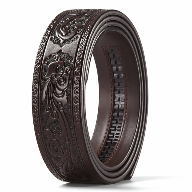 Luxury 3.5cm Genuine Leather Automatic Buckle Belt Men's High Quality Cowhide Belt High Quality Body Without Buckle Waist Straps