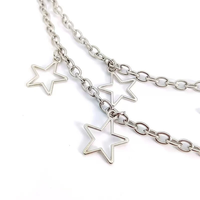 1pc Star Double Layer Waist Chain Mens Decorative Pant Chain Jeans Trouser Chains Hip Hop Rock Chain Punk Retro Belt Chain