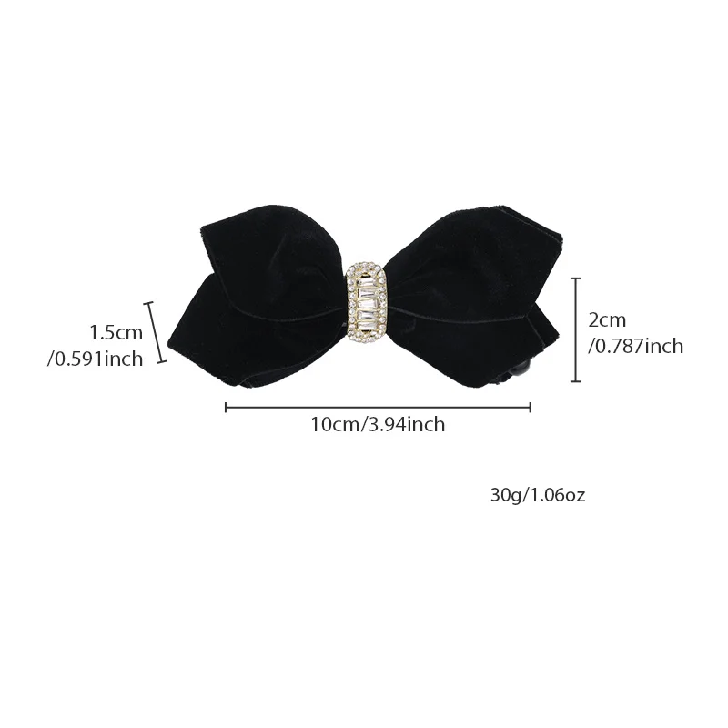 Autumn/Winter New Arrival Black Velvet Bow Banana Clip Vertical Clip High Ponytail Hair Accessory Hair Clip for Women