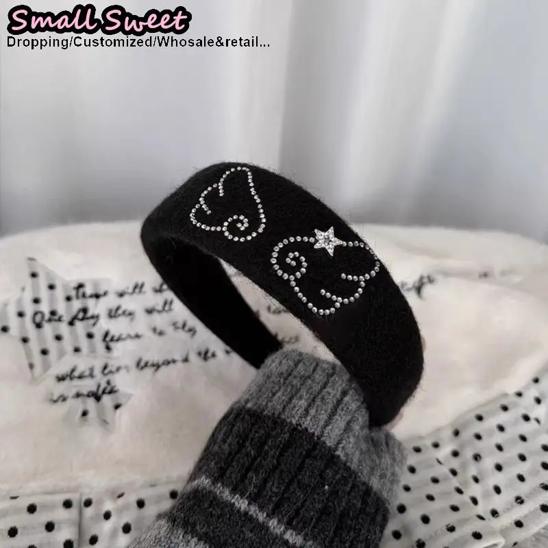 Y2k Girl Goth Lolita Harajuku Rhinestone Wings Cute Hair Hoop Head Accessories Bling Headband Hair Clip Hair Accessories