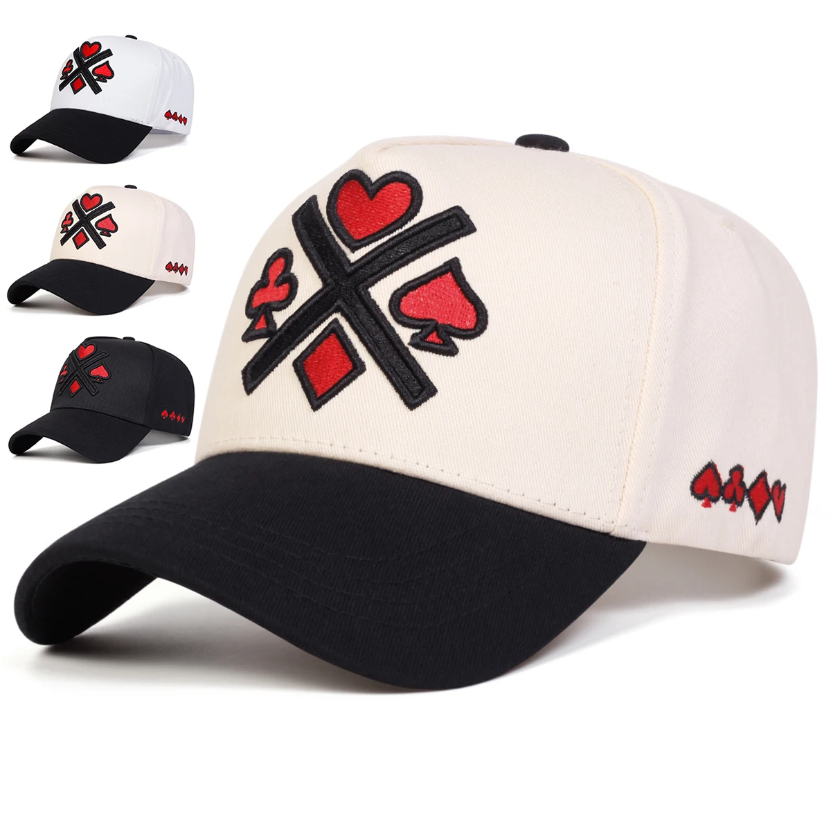Unisex Poker Embroidery Baseball Caps Spring Autumn Outdoor Adjustable Casual Hats Sunscreen Hat Sports Cap
