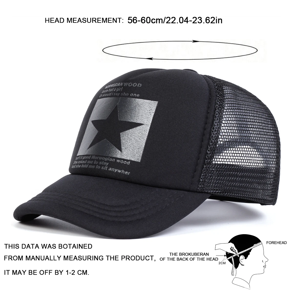 Unisfive-pointed Star Printed Baseball Cap Spring Summer Breathable Net Caps Men Women Outdoor Sun Shade Hat Adjustable Wild Hat