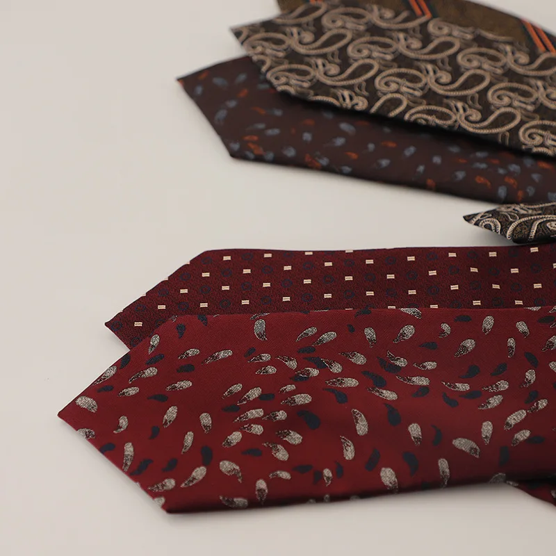 New 8cm Trendy Gentlemen Formal Striped Neck Ties For Men Luxury Red Floral Silky Neckties Wedding Groom Suit Accessories Cravat