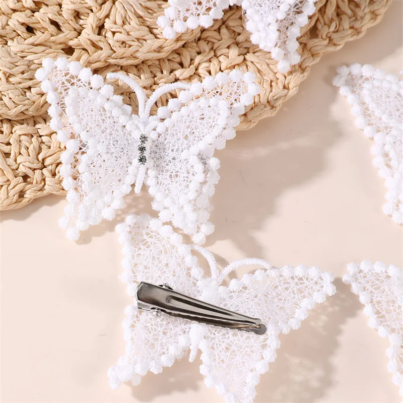 5pcs/set Cute Double-Layer White Bow Hair Clips – Versatile Ponytail & Side Clips for Sweet, Playful Looks.