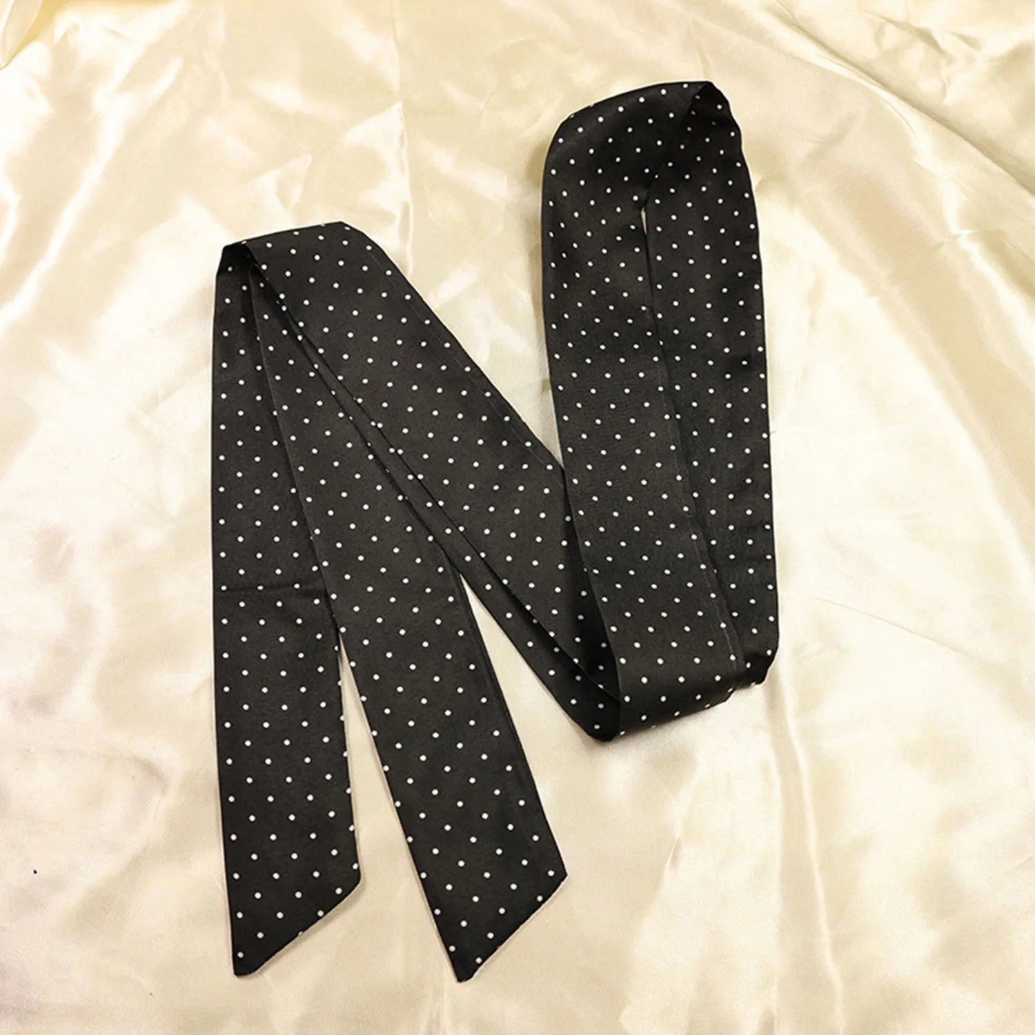 Women Narrow Long Scarf 150x4cm Polka Dot Bag Ribbon Headband Choker Streamer, Versatile Fashion Accessories for Daily Wear