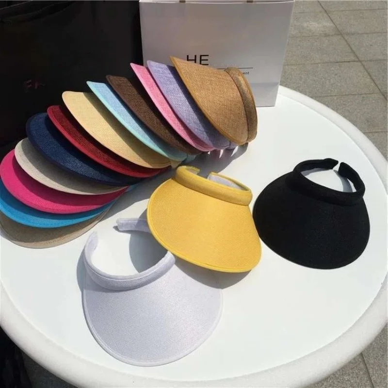 New Fashion Summer Empty Top Sun Hat Women's Casual Adjustable Sun Visor Caps Girls Boy Outdoor Sea Beach Trip Cap