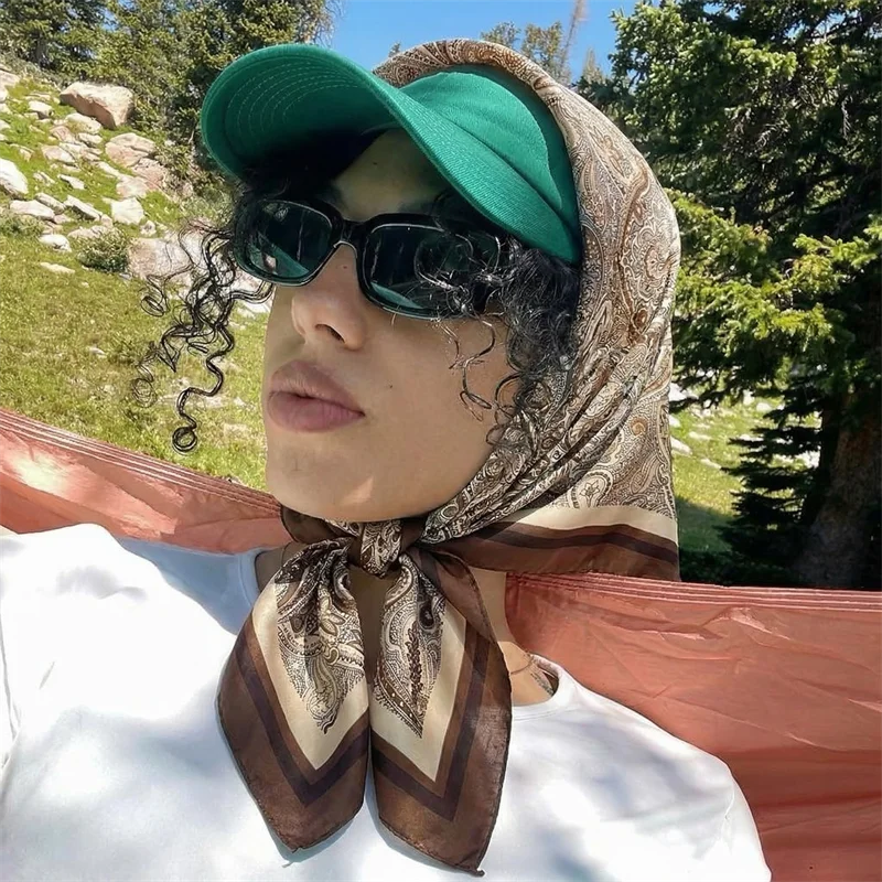 70cm Design Hair Bands Square Scarves Fashion Print Satin Silk Scarf for Women Neckerchief Wrist Wraps Lady Ribbon Shawl Foulard