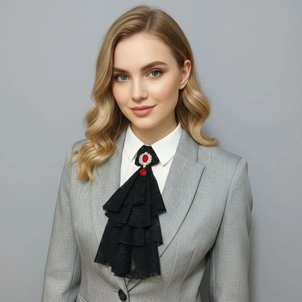 Women Accessories Vintage Style Lace Jabot Collar Detachable Ruffled Jabot Necktie Jabot Neck Collar Fancy Dress Parties