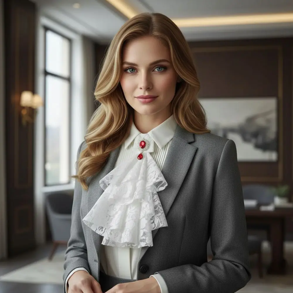 Women Accessories Vintage Style Lace Jabot Collar Detachable Ruffled Jabot Necktie Jabot Neck Collar Fancy Dress Parties
