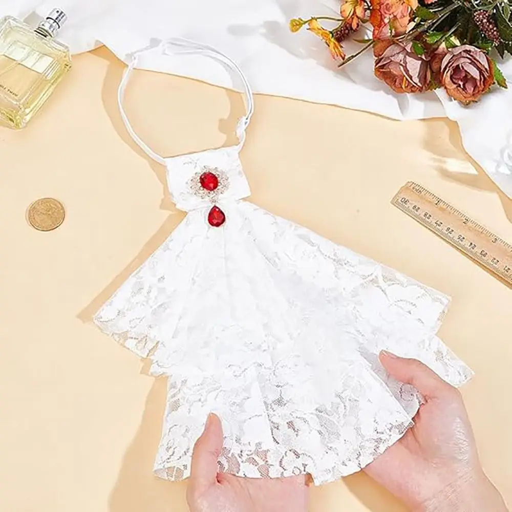 Women Accessories Vintage Style Lace Jabot Collar Detachable Ruffled Jabot Necktie Jabot Neck Collar Fancy Dress Parties