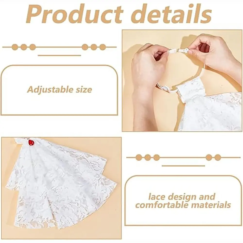 Women Accessories Vintage Style Lace Jabot Collar Detachable Ruffled Jabot Necktie Jabot Neck Collar Fancy Dress Parties