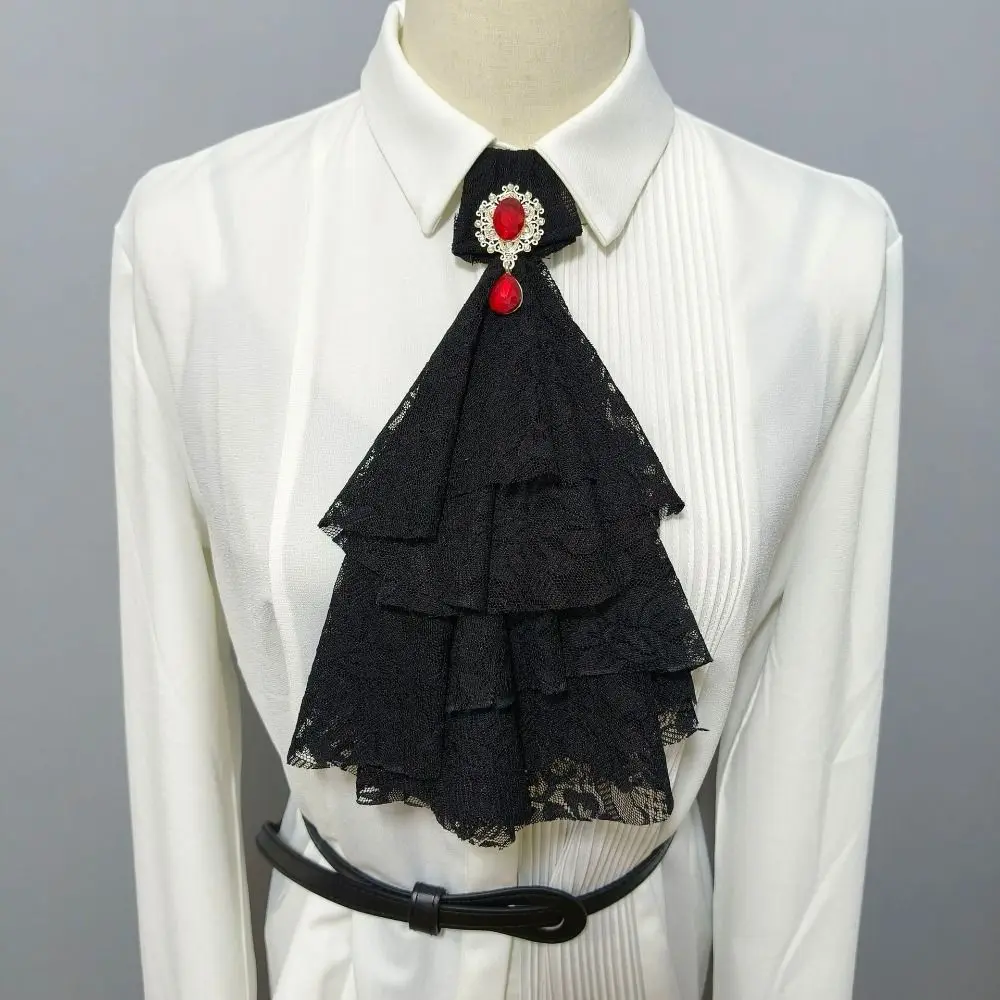 Women Accessories Vintage Style Lace Jabot Collar Detachable Ruffled Jabot Necktie Jabot Neck Collar Fancy Dress Parties