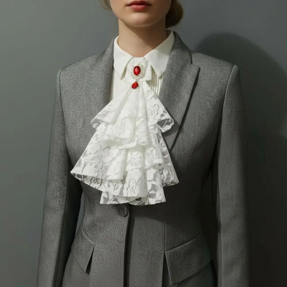 Women Accessories Vintage Style Lace Jabot Collar Detachable Ruffled Jabot Necktie Jabot Neck Collar Fancy Dress Parties
