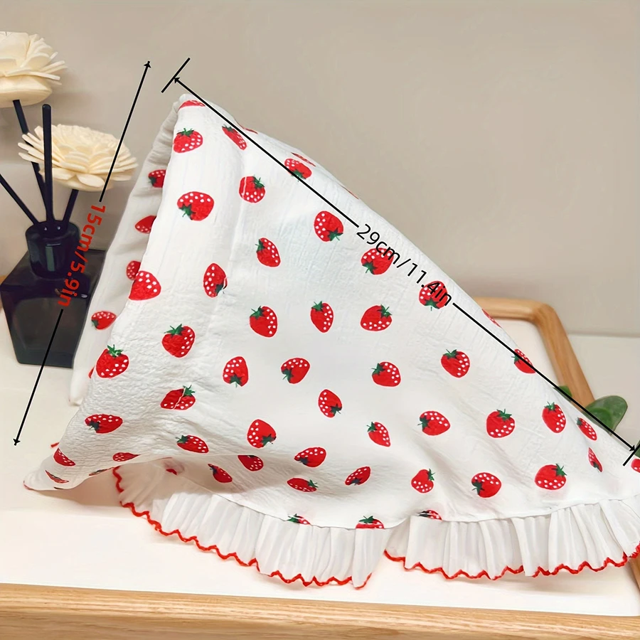 1 Piece of Cute Strawberry Triangle Headscarf with Hairband, Pastoral Style Lace Women's Headwear, Spring Outing Picnic Hair Accessory