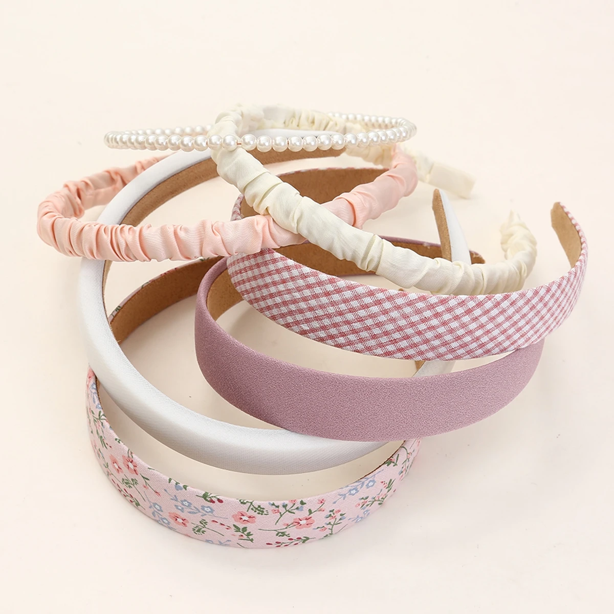 7-Piece Set of Retro French-Style Versatile Floral and Plaid Headbands for Women, Suitable for Party Outfits and Outdoor Wear