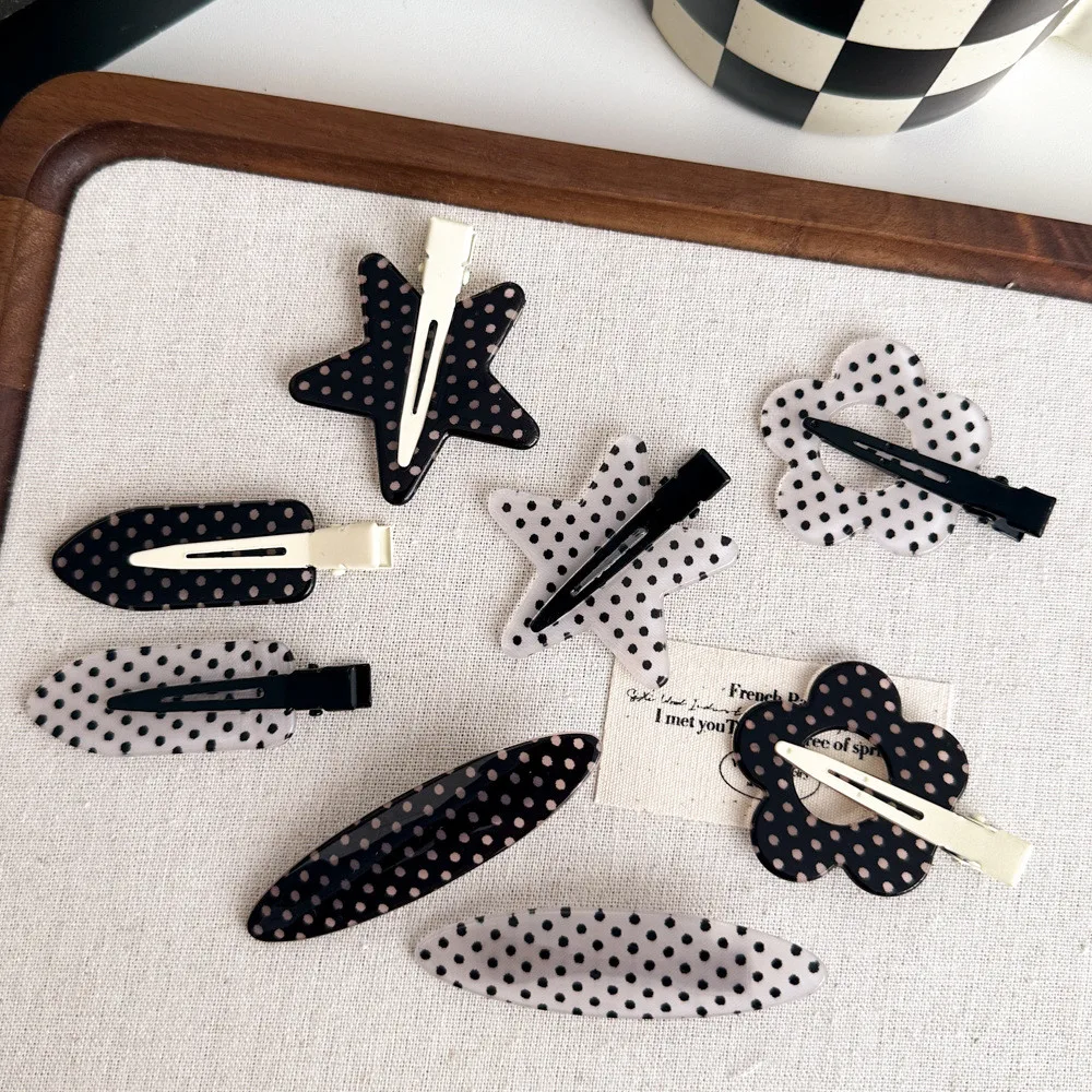 1/2/4PCS Black White Polka Dot Acrylic Hair Clips Minimalist Secure Hold Suitable for Daily Wear Party Outfits Hairpin