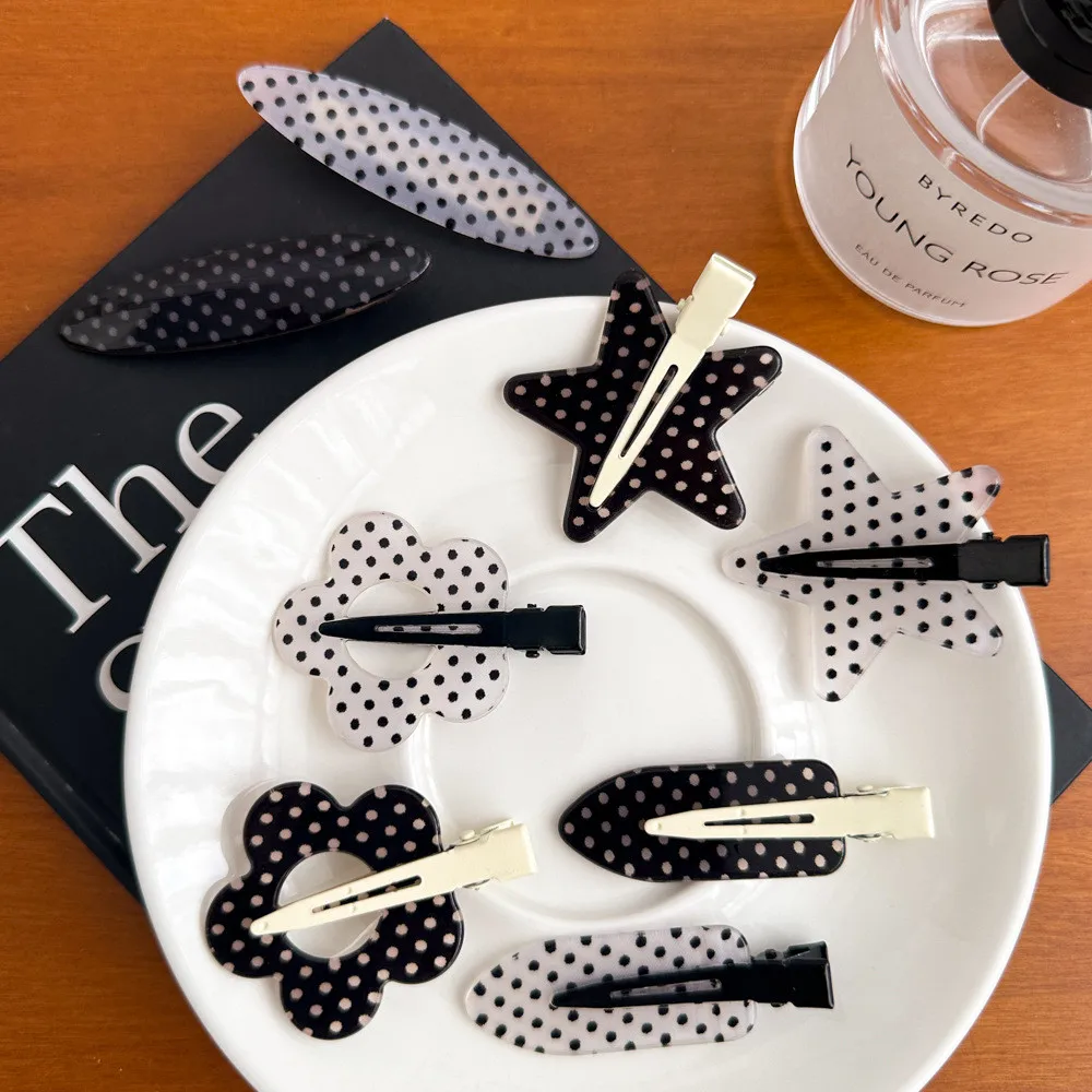 1/2/4PCS Black White Polka Dot Acrylic Hair Clips Minimalist Secure Hold Suitable for Daily Wear Party Outfits Hairpin