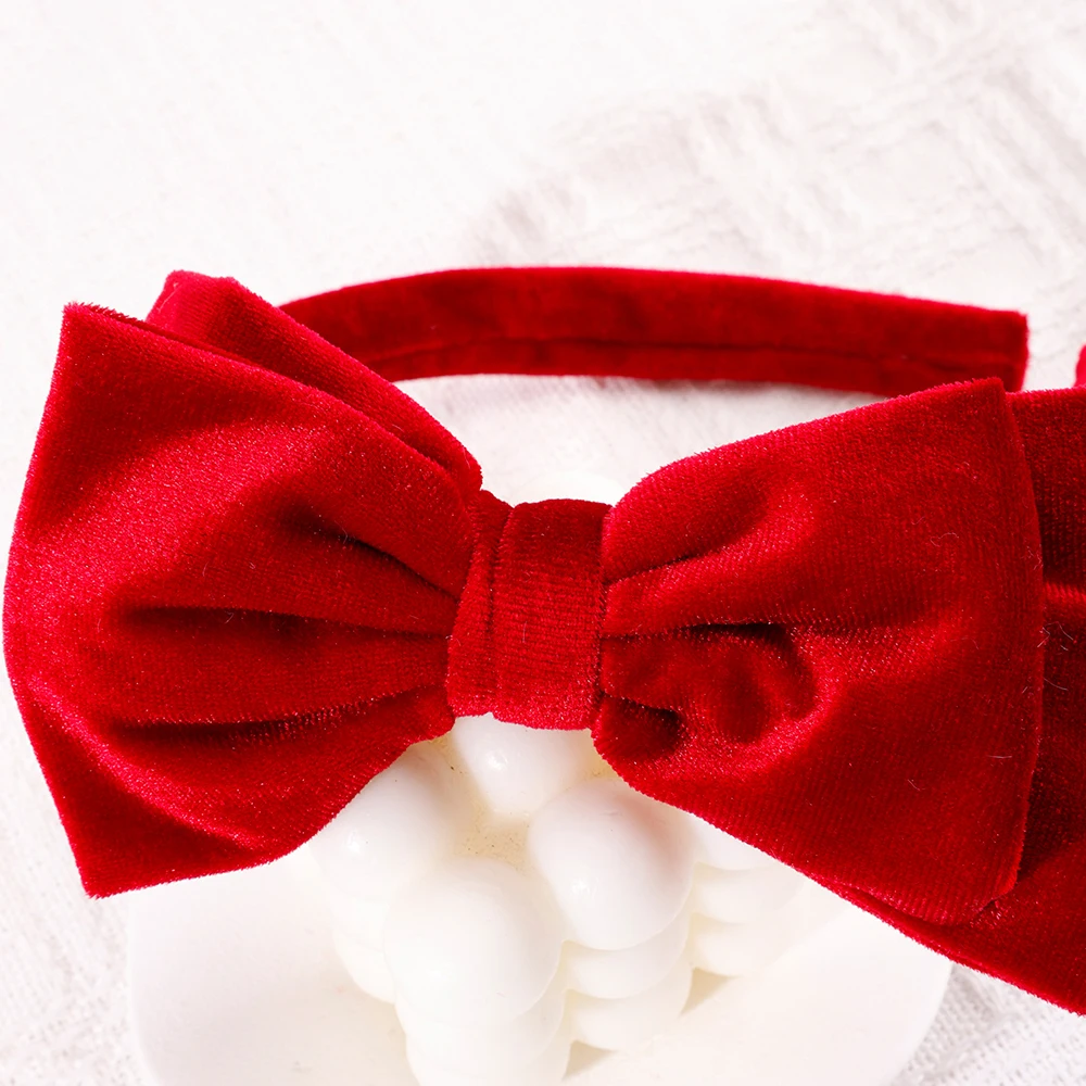 Solid Velvet Bow Headband For Girls Sweet Double-Layer Large Bownot Adjustable Hair Hoop Children Women Headwear Accessories