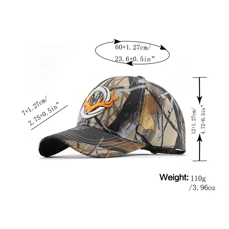 Antler Element Camouflage Baseball Cap, With Embroidery, Unlock New Experience of Outdoor Trendy Outfit