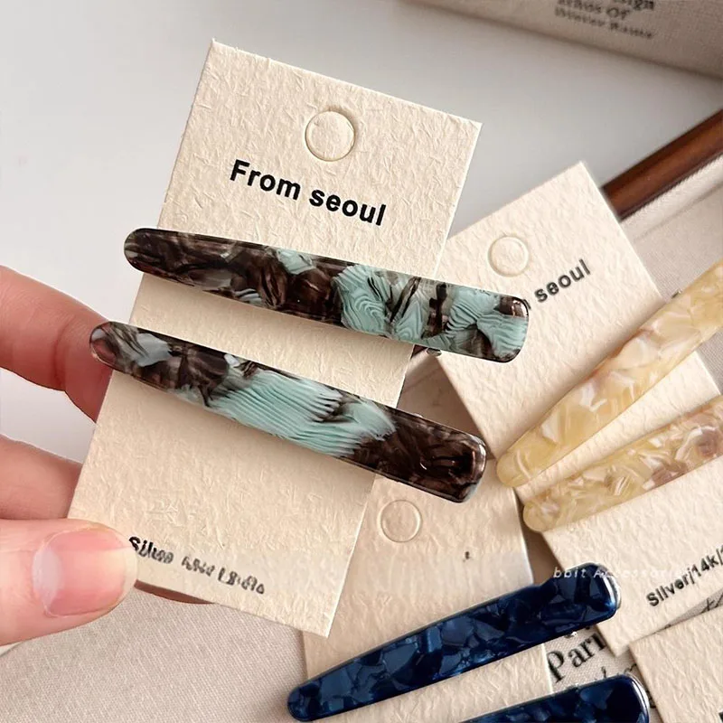 2pcs/set Vintage Acetate Marble Pattern Barrettes For Women Lady Sweet Hair Ornament Hairpin Hair Clip Fashion Hair Accessories