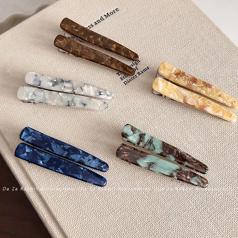 2pcs/set Vintage Acetate Marble Pattern Barrettes For Women Lady Sweet Hair Ornament Hairpin Hair Clip Fashion Hair Accessories