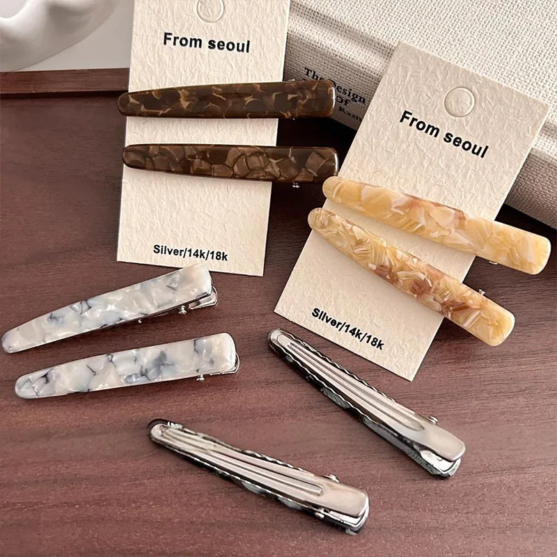 2pcs/set Vintage Acetate Marble Pattern Barrettes For Women Lady Sweet Hair Ornament Hairpin Hair Clip Fashion Hair Accessories