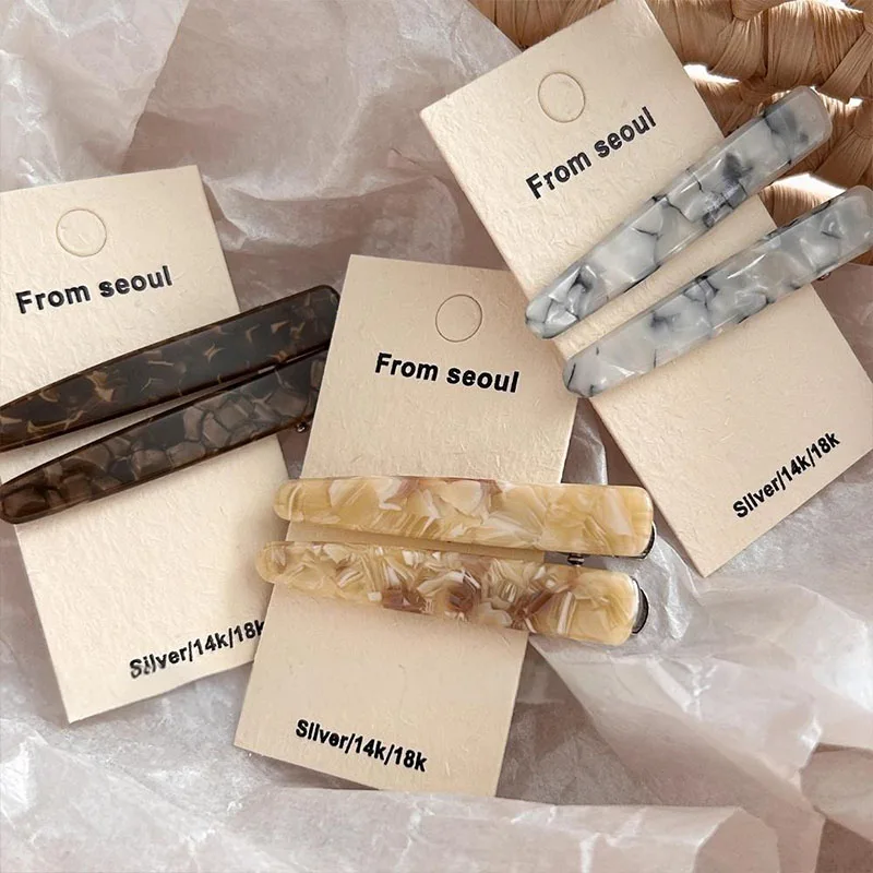 2pcs/set Vintage Acetate Marble Pattern Barrettes For Women Lady Sweet Hair Ornament Hairpin Hair Clip Fashion Hair Accessories
