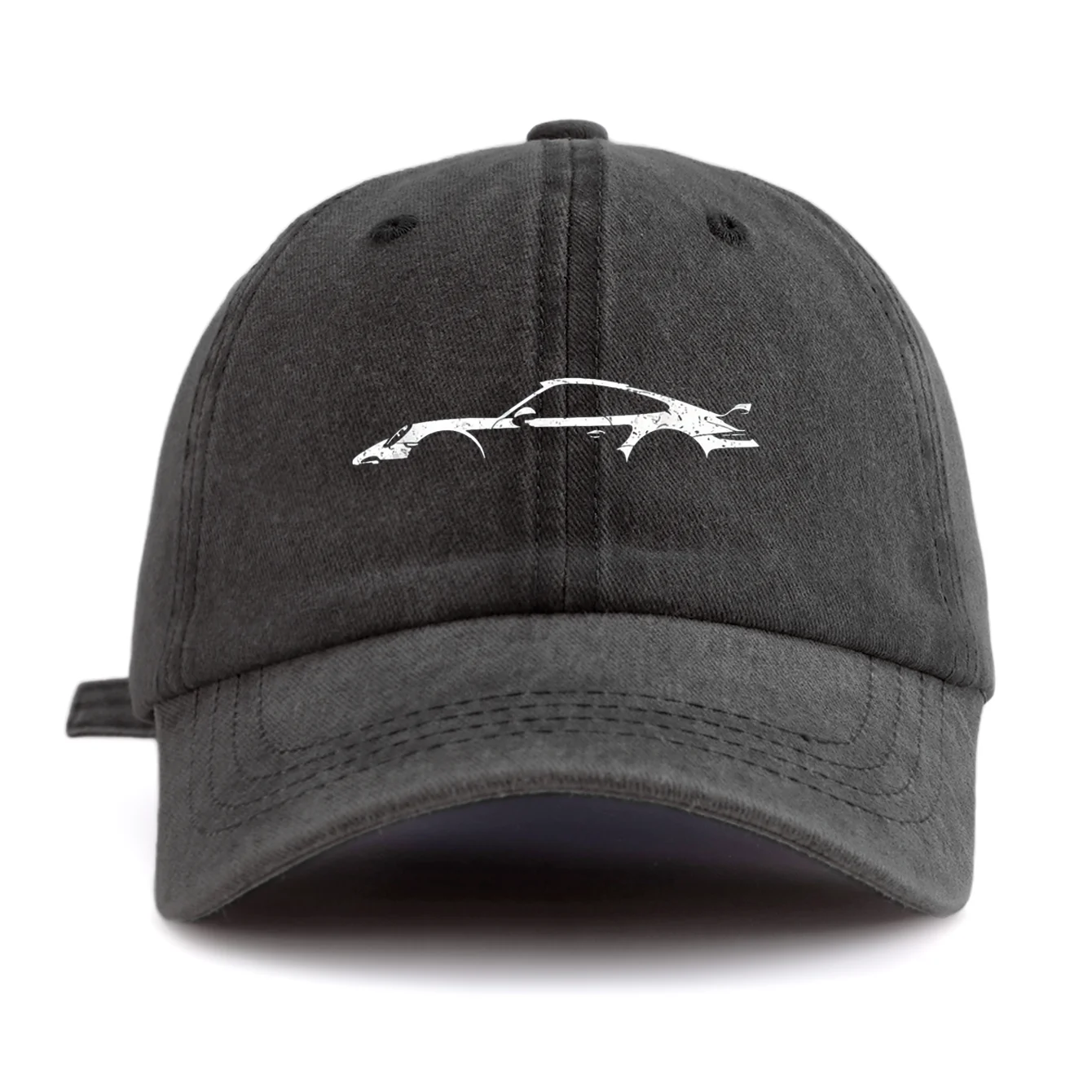1pc car Print Washed Baseball Cap for Adults, Minimalist Retro Style Casual Soft Adjustable Dad Hat, Perfect As Gift