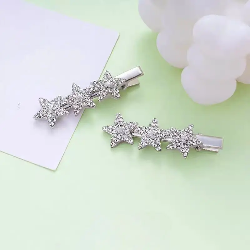 New Versatile Sparkling Diamond Star Hair Clip, Sweet and Cool Duckbill Clip, Side Clip, Forehead Bangs Hairpin, Hair Accessory