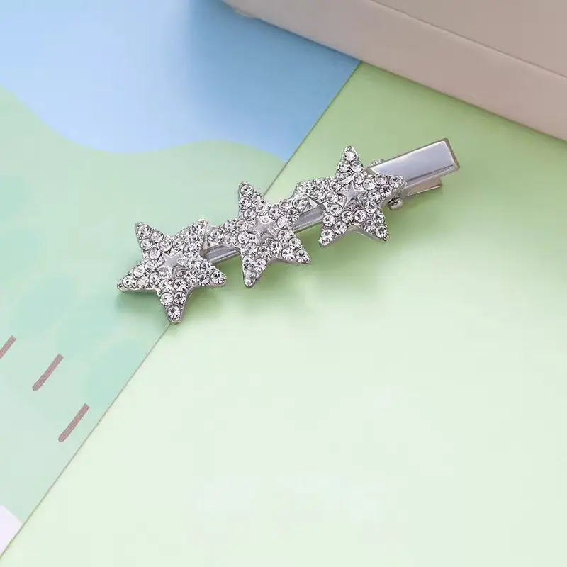 New Versatile Sparkling Diamond Star Hair Clip, Sweet and Cool Duckbill Clip, Side Clip, Forehead Bangs Hairpin, Hair Accessory