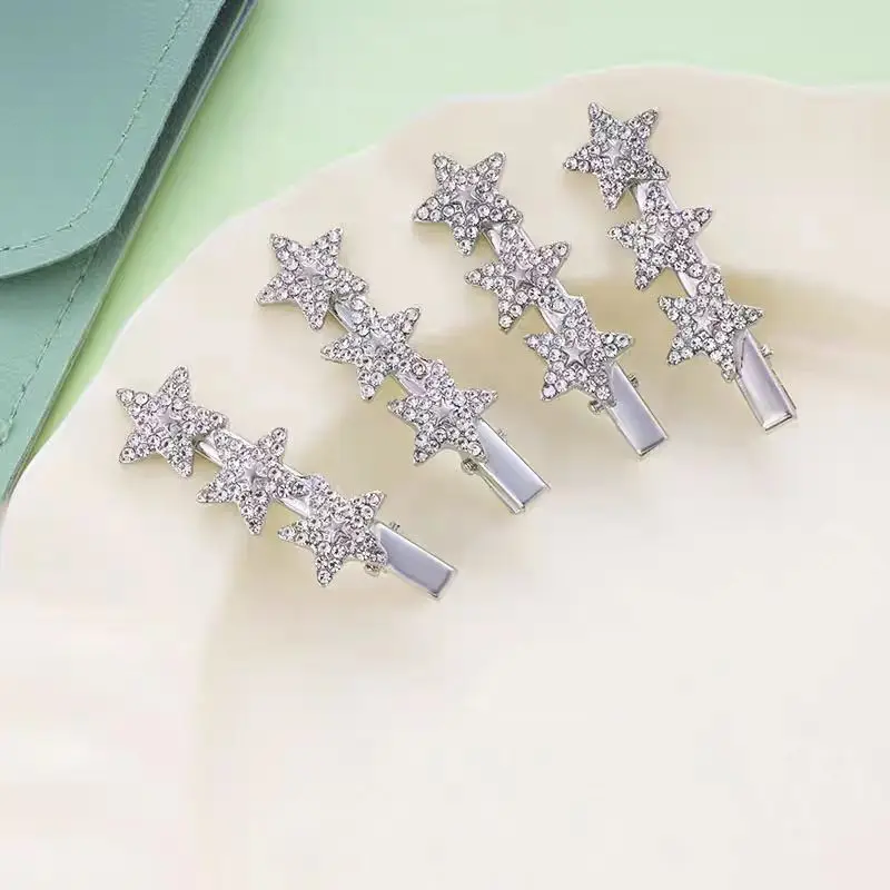 New Versatile Sparkling Diamond Star Hair Clip, Sweet and Cool Duckbill Clip, Side Clip, Forehead Bangs Hairpin, Hair Accessory