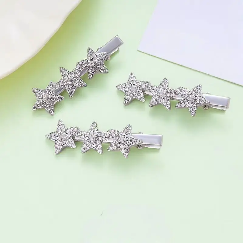 New Versatile Sparkling Diamond Star Hair Clip, Sweet and Cool Duckbill Clip, Side Clip, Forehead Bangs Hairpin, Hair Accessory