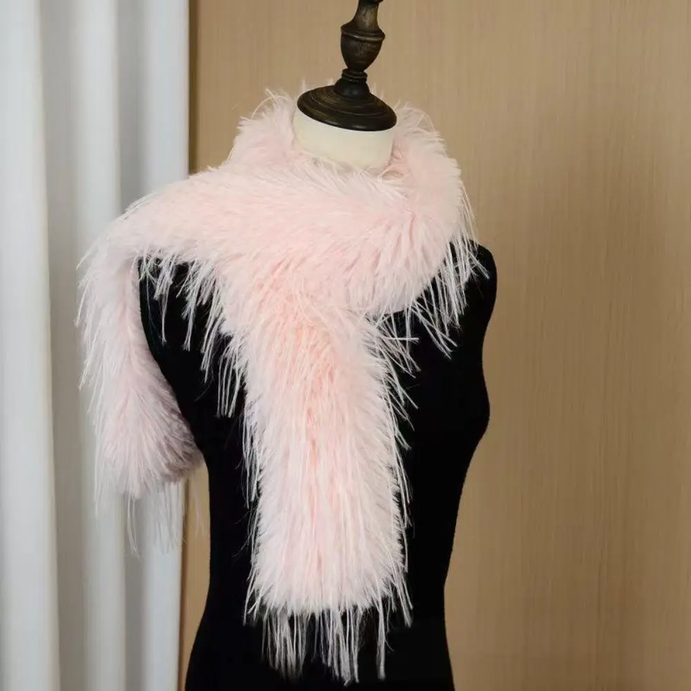 Fashion Long Strip Scarf Thick Fluffy Imitation Mink Fur Y2K Girl Scarf Luxury Classic Soft Shawl Ladies Tassels Scarf