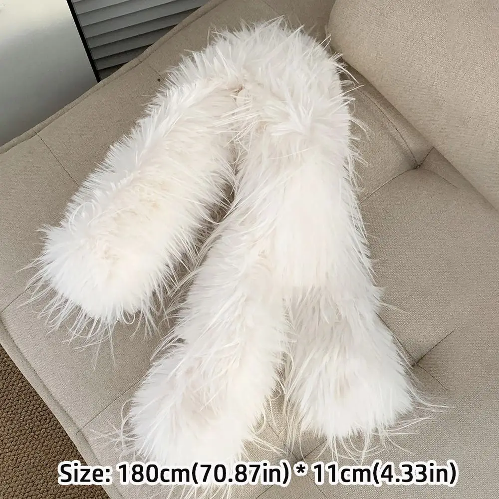Fashion Long Strip Scarf Thick Fluffy Imitation Mink Fur Y2K Girl Scarf Luxury Classic Soft Shawl Ladies Tassels Scarf