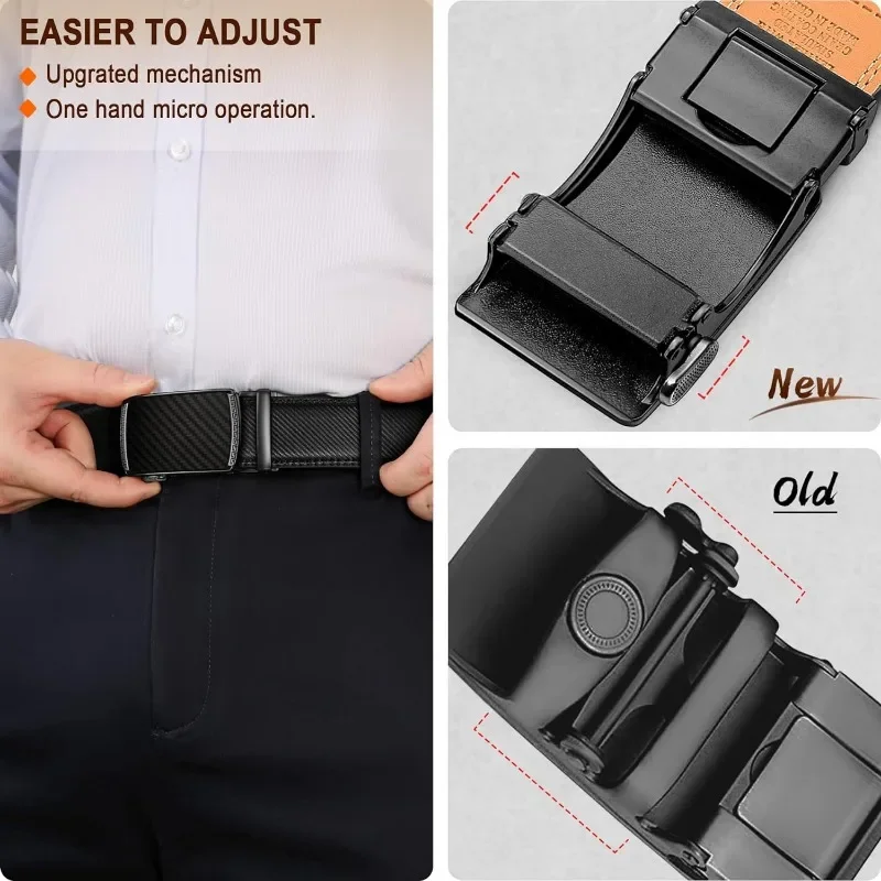 Men' Plus Extra Large Size Belts 130 140 150 160cm for Fat Tall Men Leather Slide Ratchet Automatic Buckle Waist Belt for Jeans
