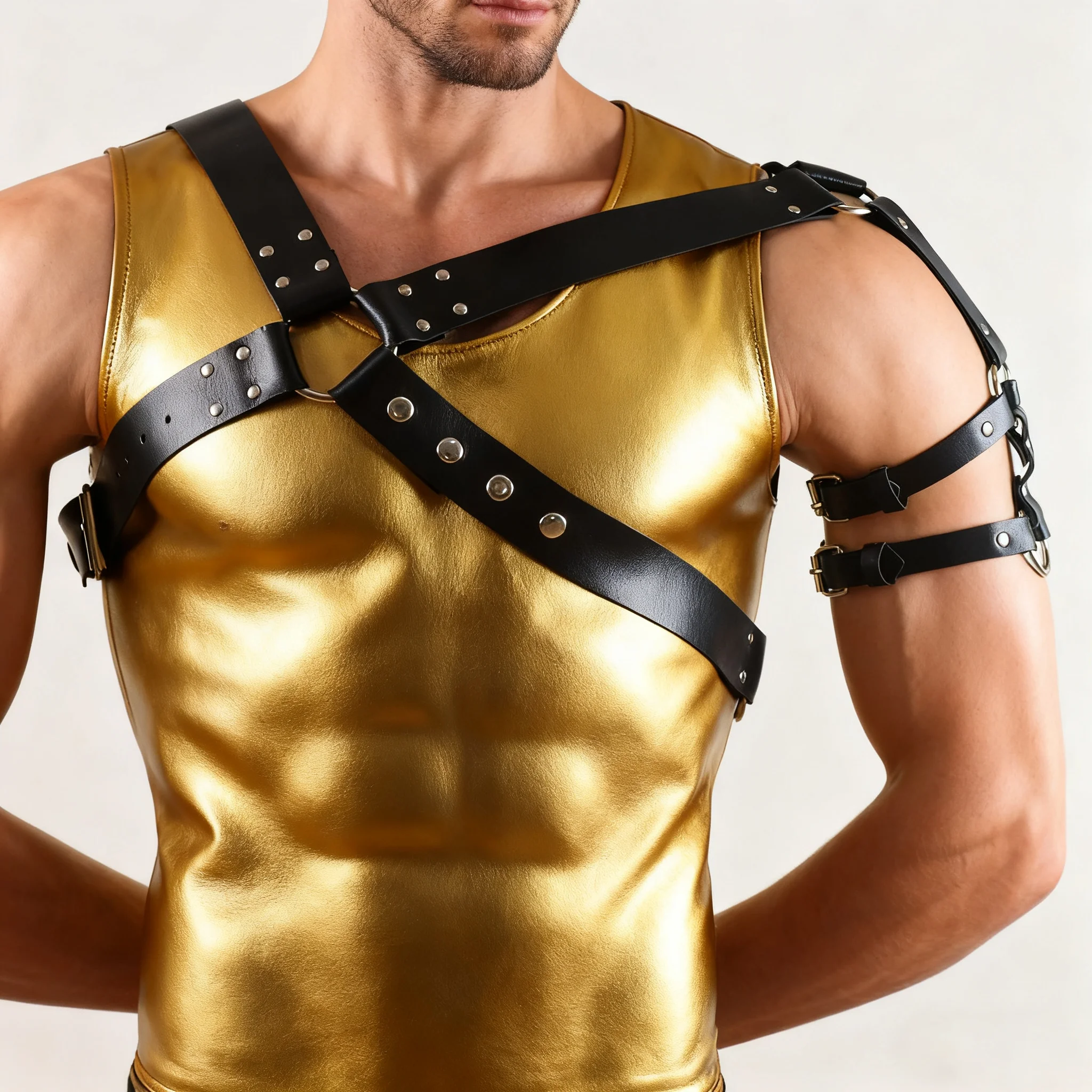 Men Sexy Punk Belt Harness Adjustable Belt Body Goth Harness Strap Cosplay Clothing for Adult Party Clubwear Belt