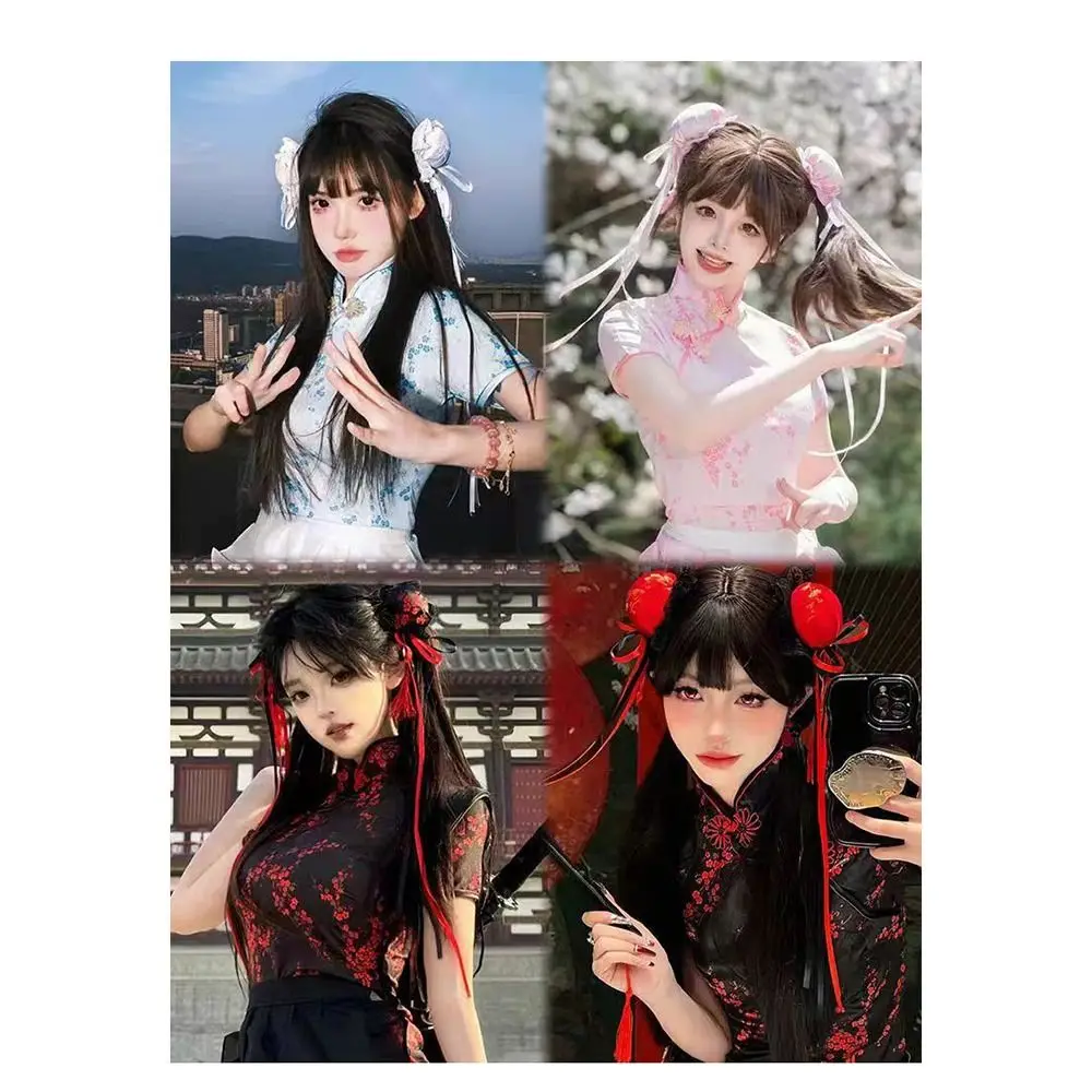 New Chinese Style Lolita Headdress Kawaii Traditional Maruko Barrettes Cosplay Handmade Cheongsam Hair Bag Women
