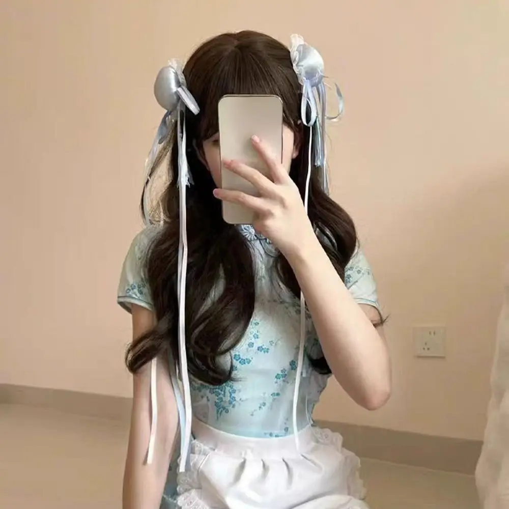 New Chinese Style Lolita Headdress Kawaii Traditional Maruko Barrettes Cosplay Handmade Cheongsam Hair Bag Women