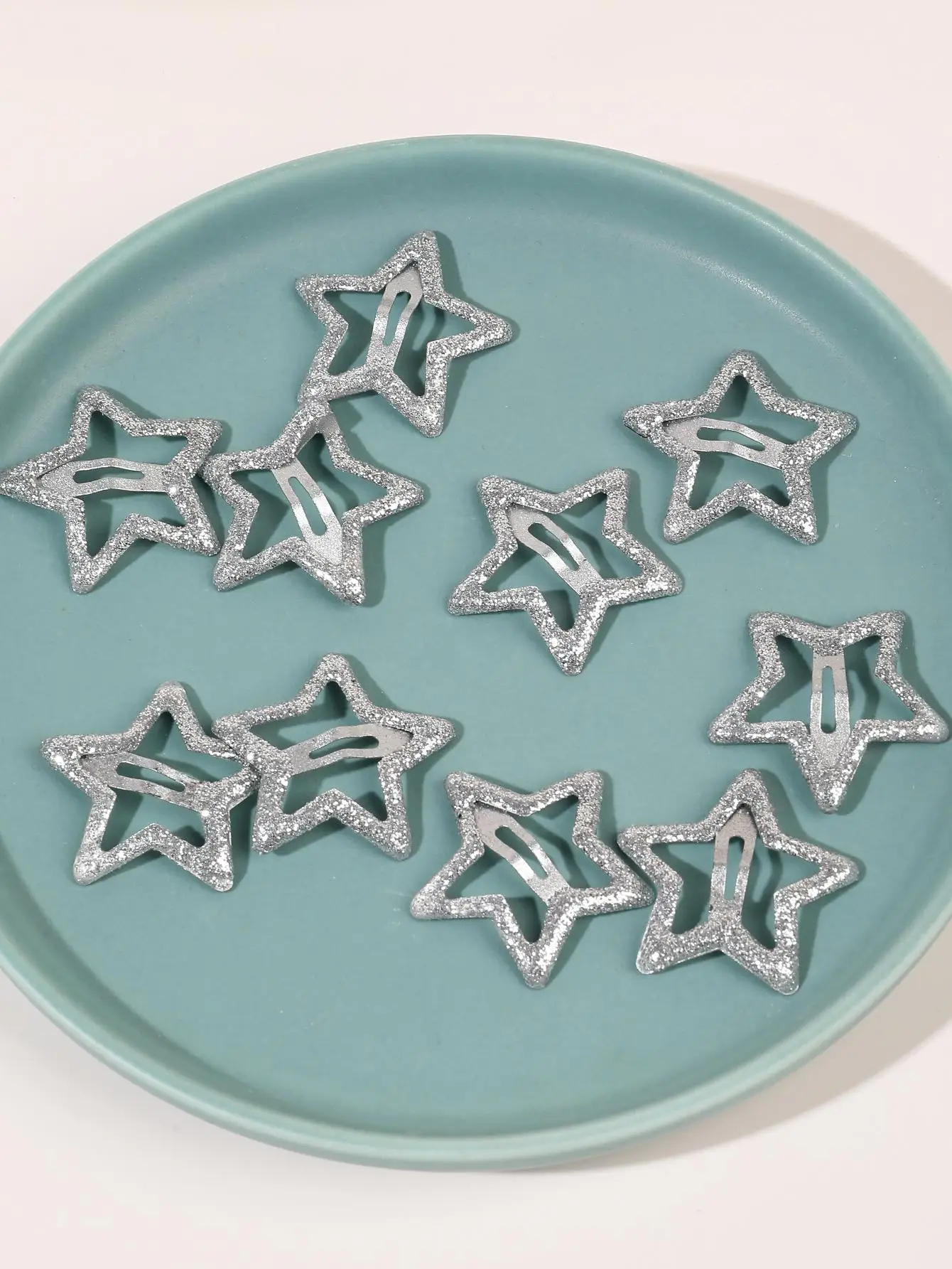 10/20PCS Silver Metal Sparkling 1.2" Star Hair Clips Snap Hair Barrettes Non Slip Clips for Girls Women Y2K Hair Accessories