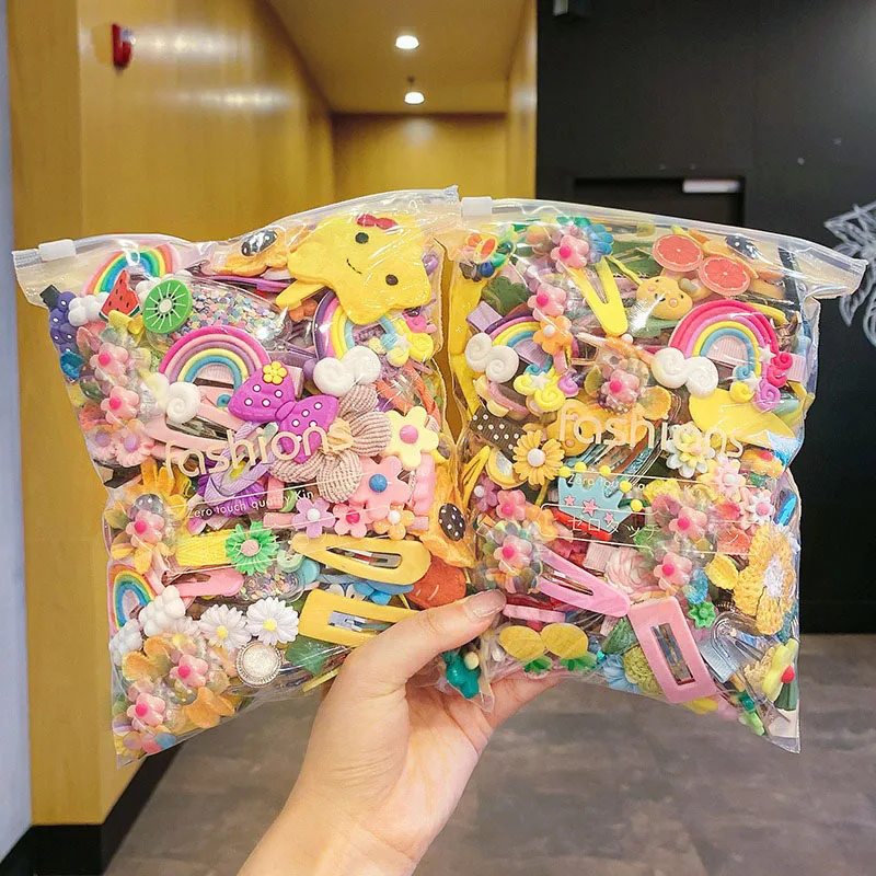 70Pcs Great Value Big Bag Children's Hair Accessories Girls Hairpin Korean Cute Princess Bangs Broken Little Headgear Baby Clip