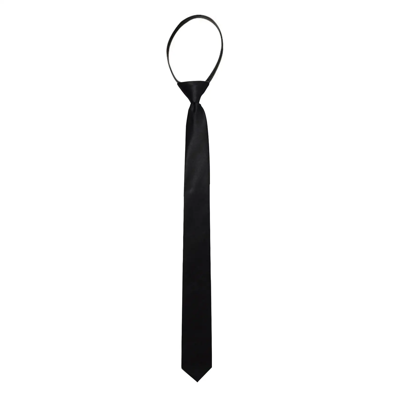 Black Zipper Ties Retro Silky Narrow Women Men Neck Tie Slim Smooth Bow Tie Korean Style Simple Elegant All-match Trendy Tie