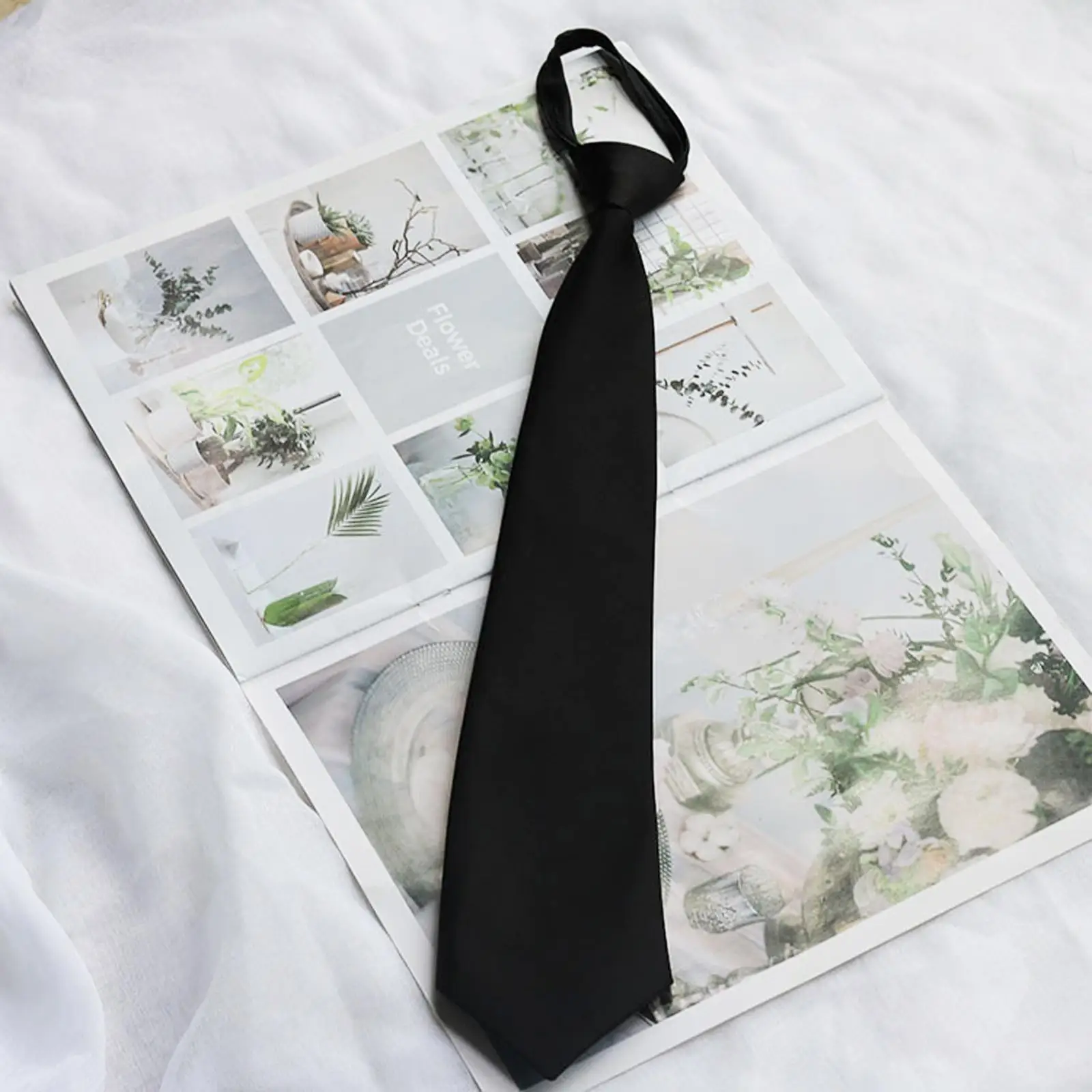 Black Zipper Ties Retro Silky Narrow Women Men Neck Tie Slim Smooth Bow Tie Korean Style Simple Elegant All-match Trendy Tie