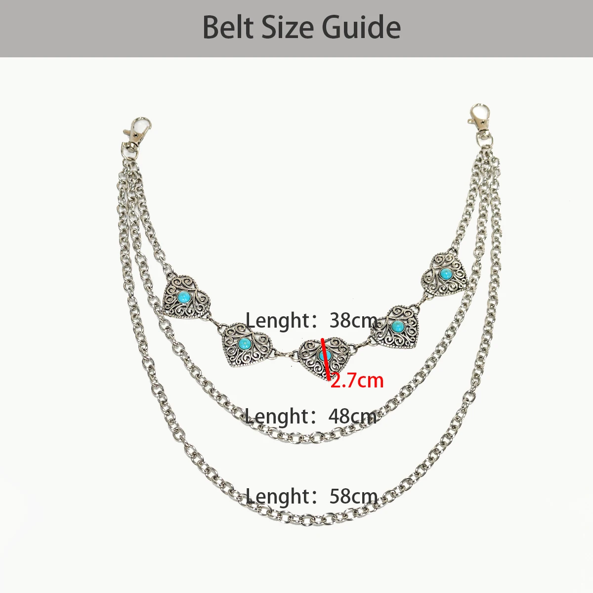 A Harajuku Style Street Hip-Hop Y2k Jeans Chain Belts Personalized Punk Style Double-Layer Waist Chain for Men Women Accessories