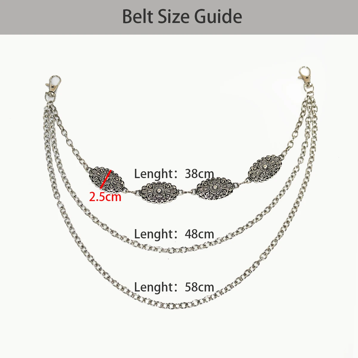 A Harajuku Style Street Hip-Hop Y2k Jeans Chain Belts Personalized Punk Style Double-Layer Waist Chain for Men Women Accessories