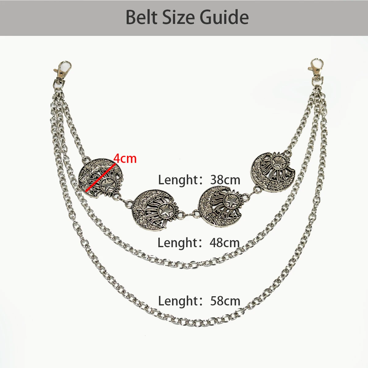 A Harajuku Style Street Hip-Hop Y2k Jeans Chain Belts Personalized Punk Style Double-Layer Waist Chain for Men Women Accessories