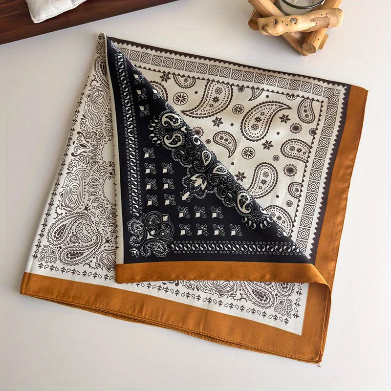 American Millennial Spice Girl Style Headband Scarf Retro Cashew Flower Neck Warmer Scarf Decorative Multifunctional Silk Scarf