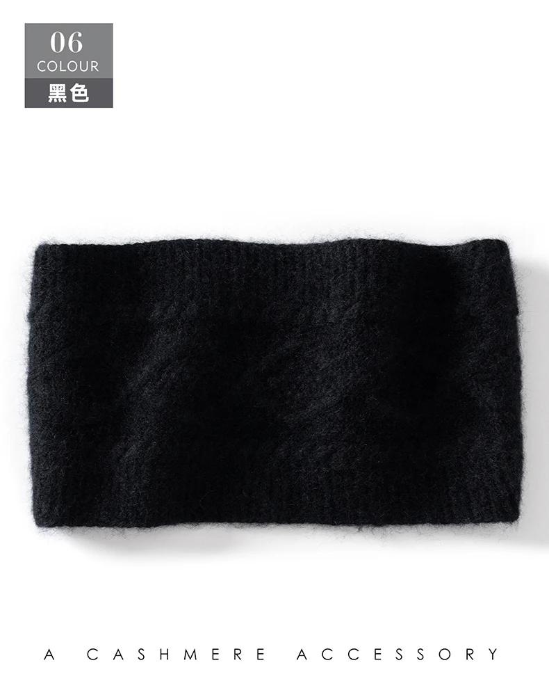 Autumn Winter 100% Cashmere Headband for Women, Warm Headscarf, Hair Tie, Wide Knitted Wool Headband, Neck Warmer, Gaiter