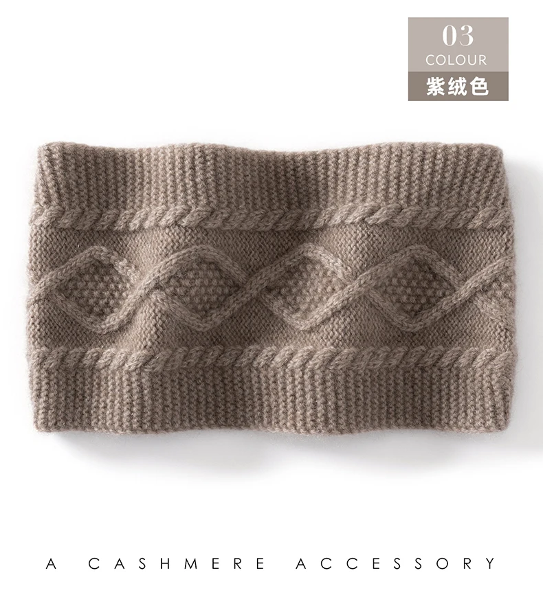 Autumn Winter 100% Cashmere Headband for Women, Warm Headscarf, Hair Tie, Wide Knitted Wool Headband, Neck Warmer, Gaiter